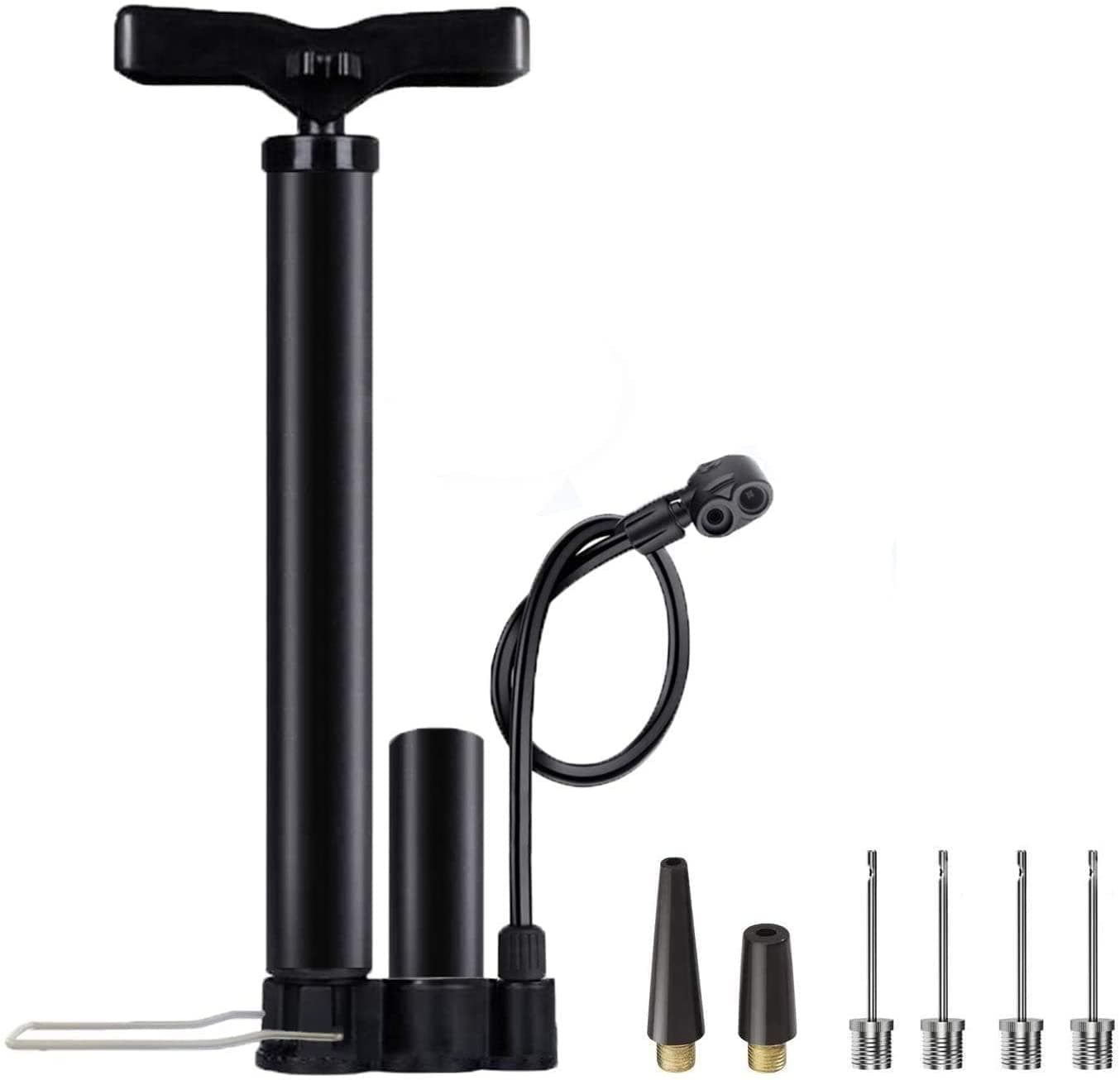 Portable Bike Floor Pump, Multi-Purpose Bicycle Pump with Presta & Schrader Valves, Cycling Floor Pump for all Bike and Sports ball, Swimming Rings, Balloon