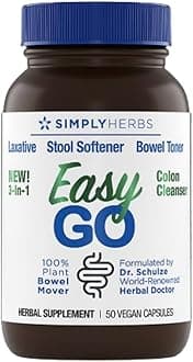 Dr. Schulze's Easy GO Bowel Mover - Formulated Gentle Laxative, Colon Toner & Stool Softener | 100% Plant Natural Bowel Cleanse - Promotes Regular & Complete Bowel Movements - 50 Count Vegan