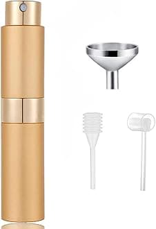 SONGQEE 8ml Travel Perfume Atomiser Refillable, Mini Refillable Perfume Bottle Aftershave Spray Bottle, Upgraded Perfume Atomizer Perfume Pod and Refill Pump for Outdoor Traveling (goloden)