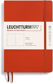 Leuchtturm1917367265 Notebook Medium (A5), Softcover, 123 Numbered Pages, Fox Red, Plain