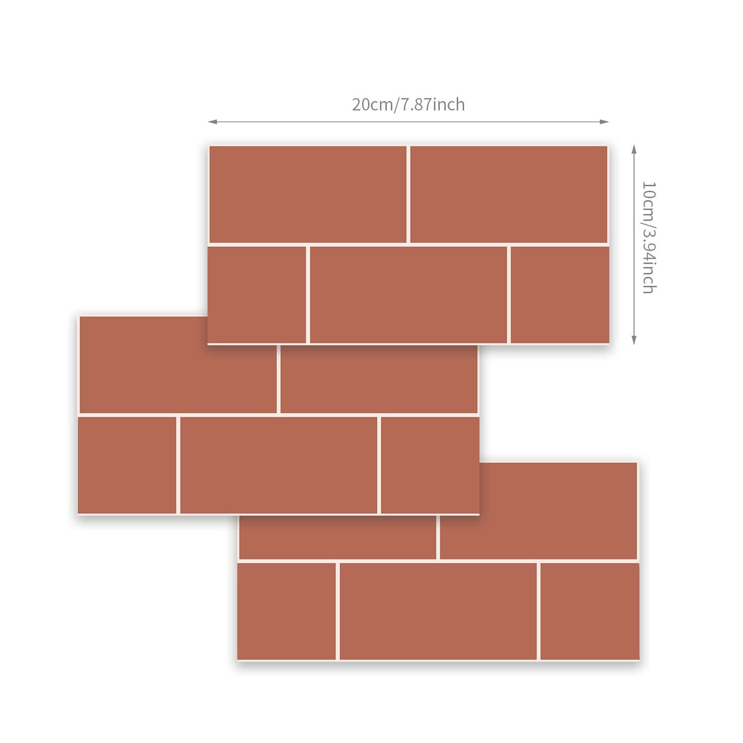 Alwayspon 27Pcs Wall Tile Transfers Sticker for Home Decor, Peel and Stick Self-Adhesive Splashback, Stick on Tile Decals for Living Room Kitchen Bathroom Decor, Brick Red