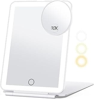 Rechargeable Makeup Mirror for Travel, Vanity Mirror with 80LEDs, 3 Color Light, 2000mAh Battery, Portable Ultra Slim Lighted Mirror, Travel Essential