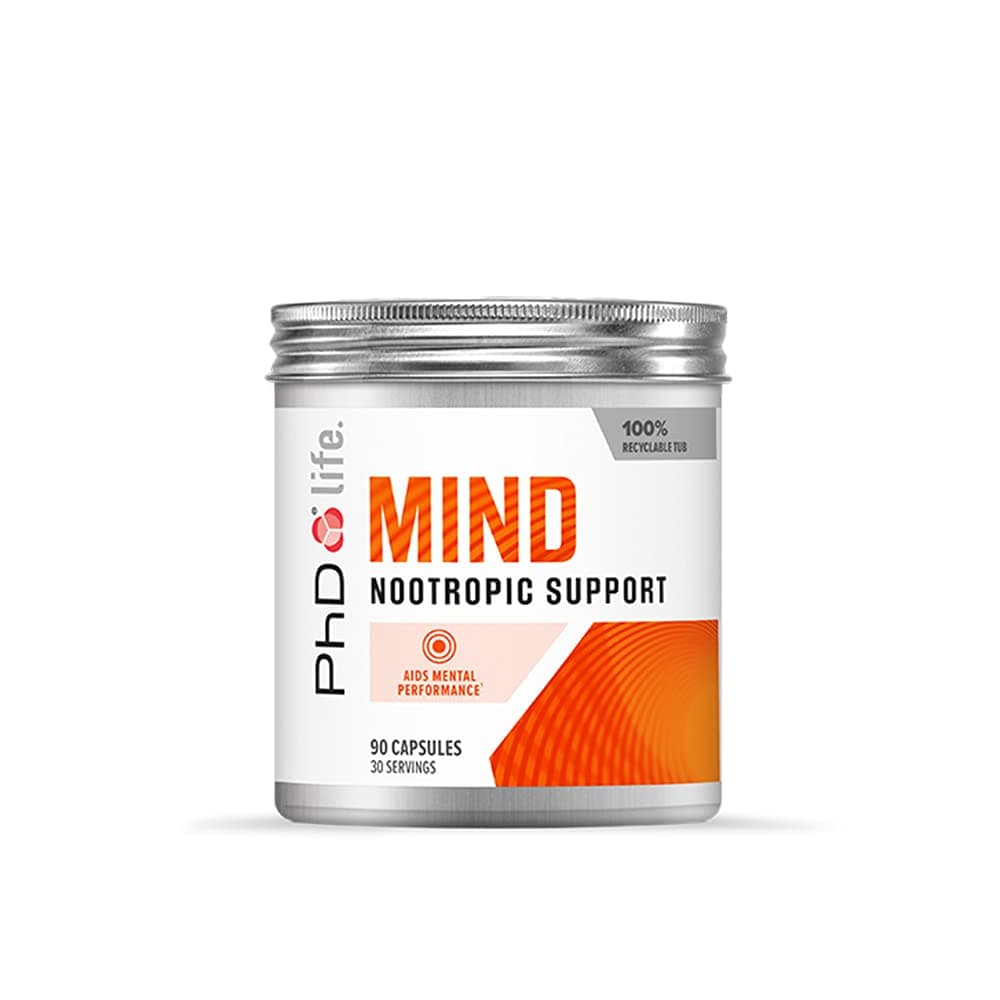 PhD Nutrition Life Range Mind Capsules x 90 Tablets, Nootropics and Amino Acids, Nutrient Dense with Adaptogens, Supports Mental Performance for Work, Pre-Workout and Gaming