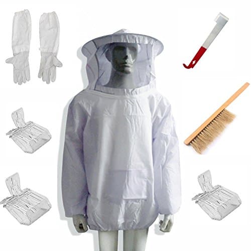 New Beekeeping Beekeeper Suit Bee Jacket&Gloves& Bee Hive Brush & J Hook Hive Tool Set &Queen Bee Catcher (8)