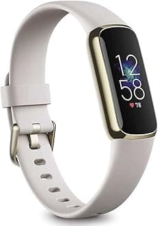 Fitbit Luxe-Fitness and Wellness-Tracker with Stress Management, Sleep-Tracking and 24/7 Heart Rate, One Size S L Bands Included, Lunar White/Soft Gold Stainless Steel, 1 Count