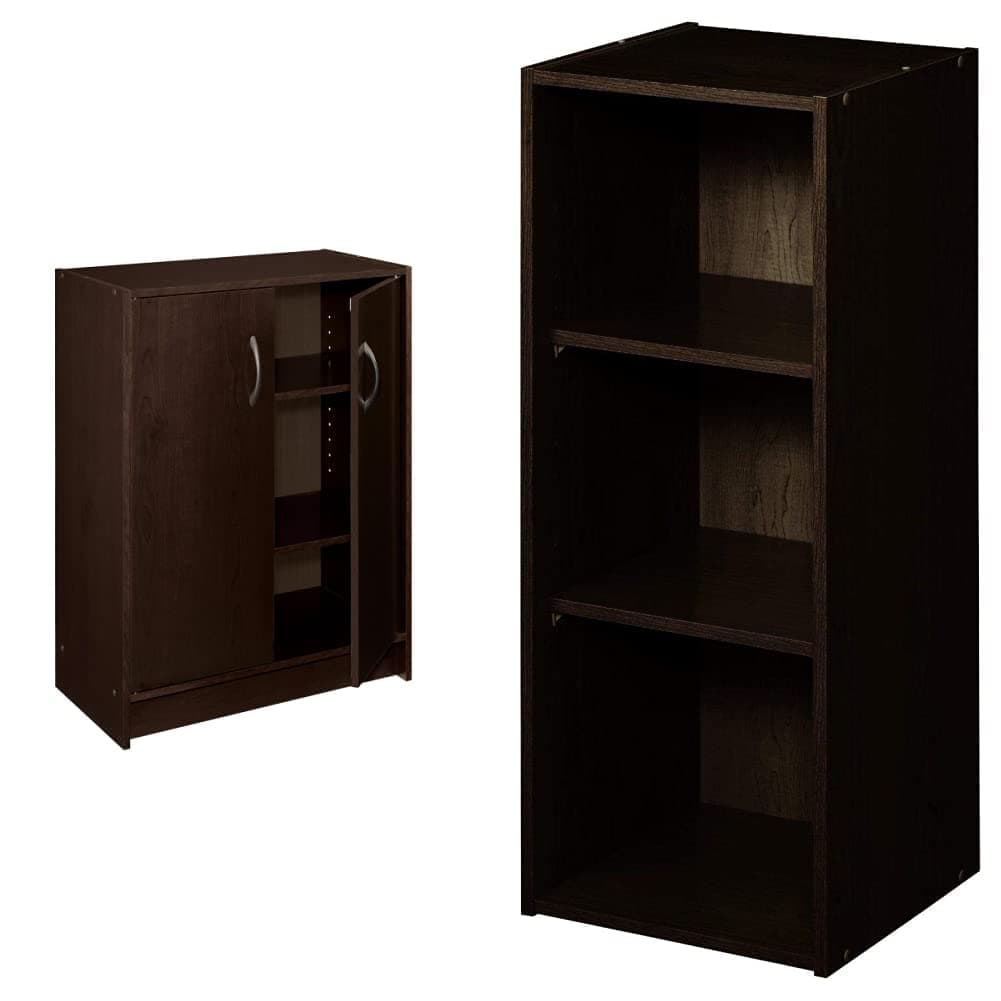 ClosetMaid 8925 2-Door Stackable Laminate Organizer, Espresso & 8985 Stackable 3-Shelf Organizer, Espresso