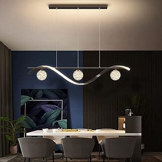 Creativity LED Glass Chandeliers 30W Dimmable Metal Linear Pendant Light Kitchen Island Hanging Adjustable Aluminum Ceiling Light for Bedroom Dinning Room 39.4in