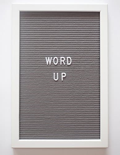 Word Up Premium Felt Letter Board (12x18, White Frame and Gray Felt) with 300 Characters