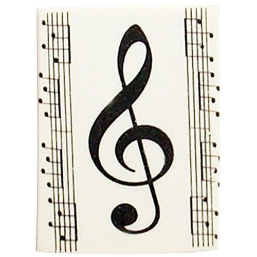 Eraser rubber with black and white treble clef design