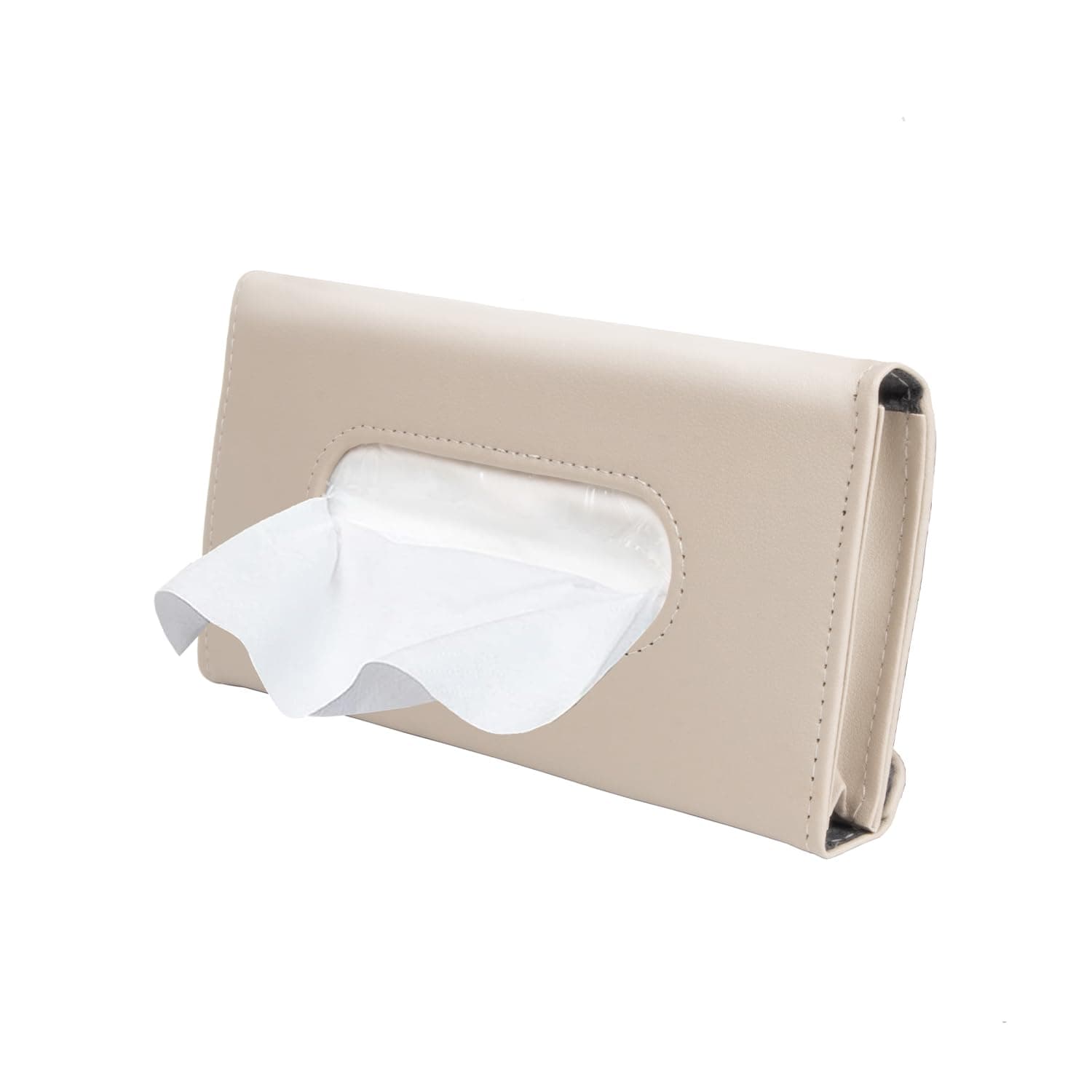 Car Tissue Holder, Sun Visor Napkin Box, Auto Napkin Case with Tissues Refill, Paper Towel Dispenser, Vehicle Interior Accessories Universal for Car SUV Pickup Truck-Beige