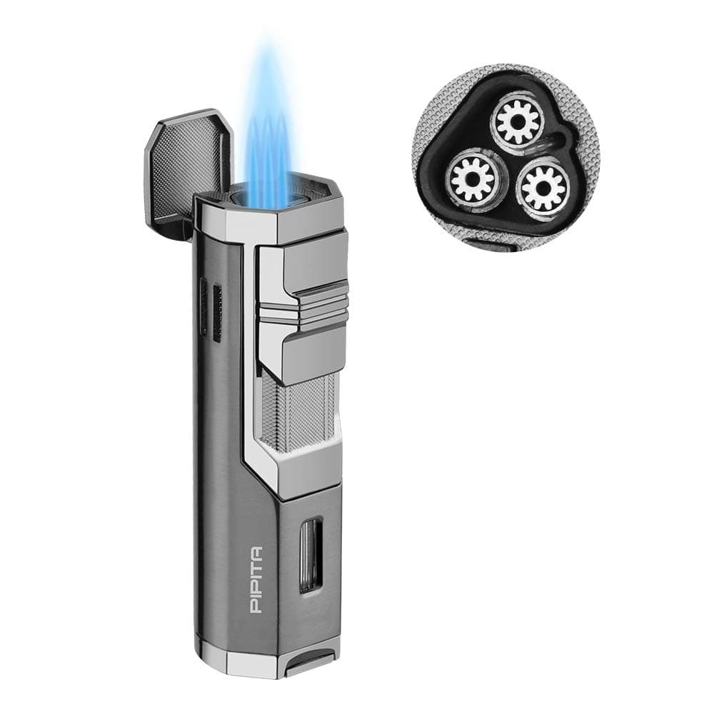 PIPITA Torch Lighter Windproof Cigar Butane Gas Lighter Jet Triple Flame Lighter