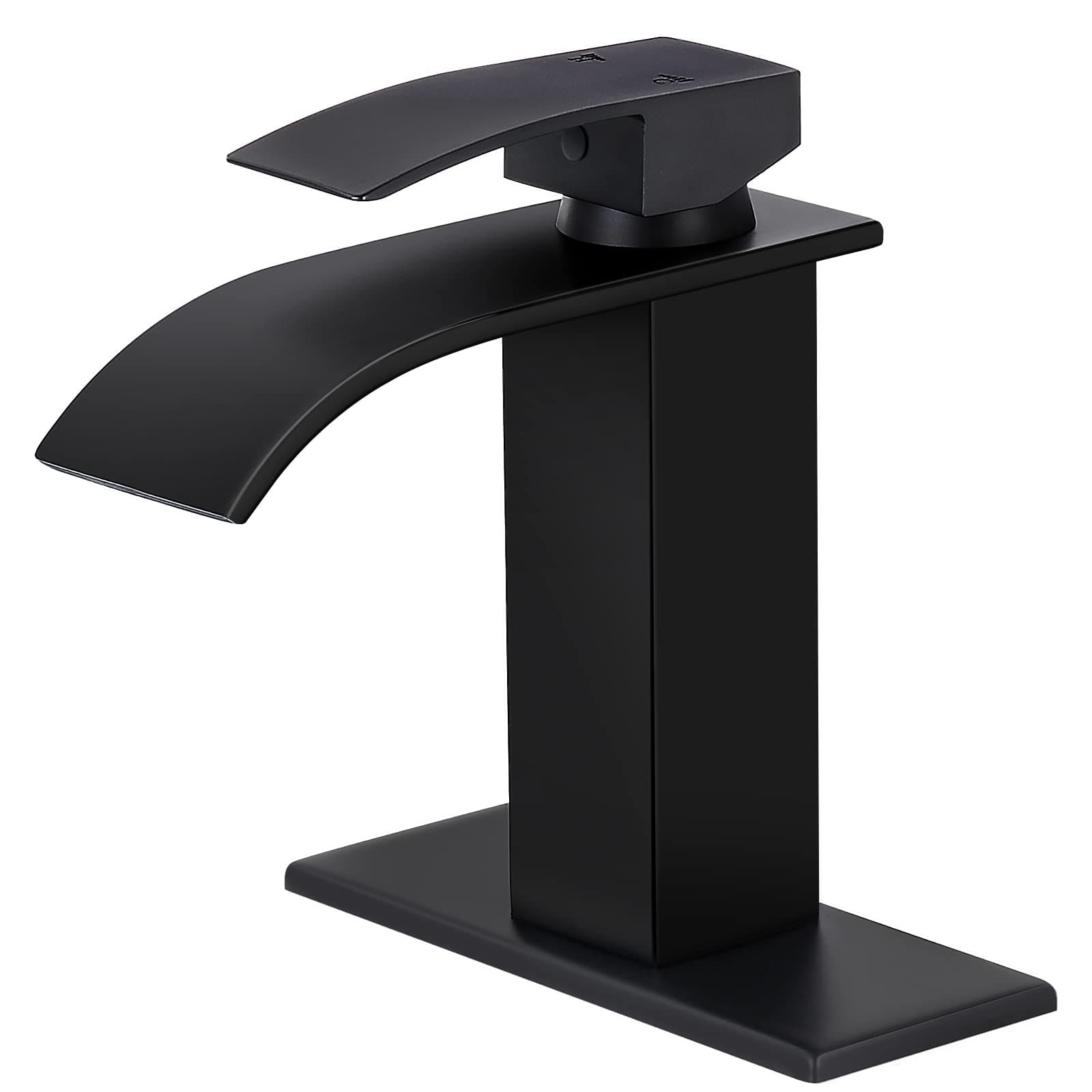 DJS Waterfall Single Handle Modern Bathroom Faucet, Brushed Nickel, 1 or 3 Hole Bathroom Sink Faucet Mixer Tap, with Deck, Pop-up Drain and Supply Hoses