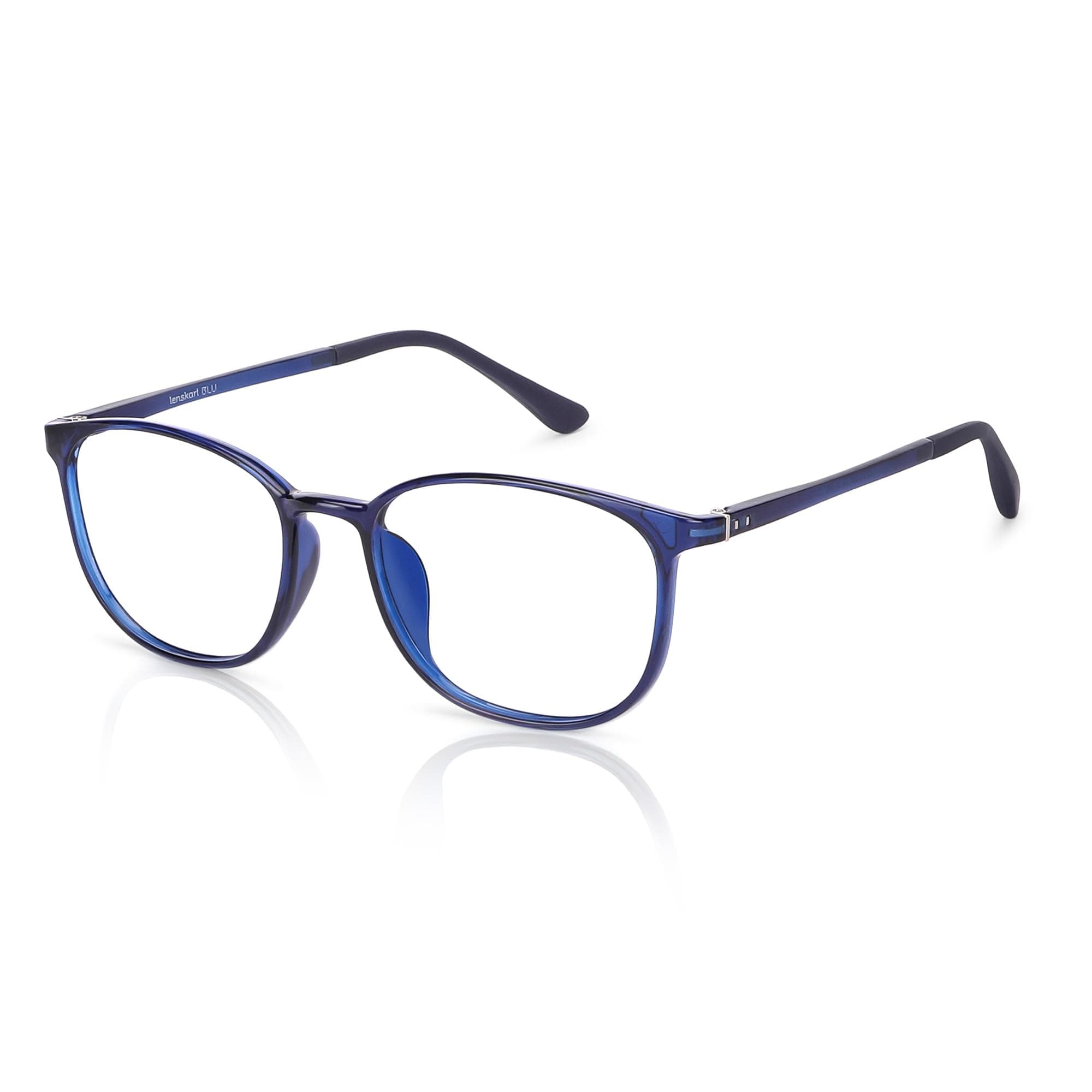 LENSKART BLU | Zero Power Blue Cut Computer Glasses | Anti Glare, Lightweight & Blocks Harmful Rays | UV Protection Specs | Men & Women | Medium | LB E13528