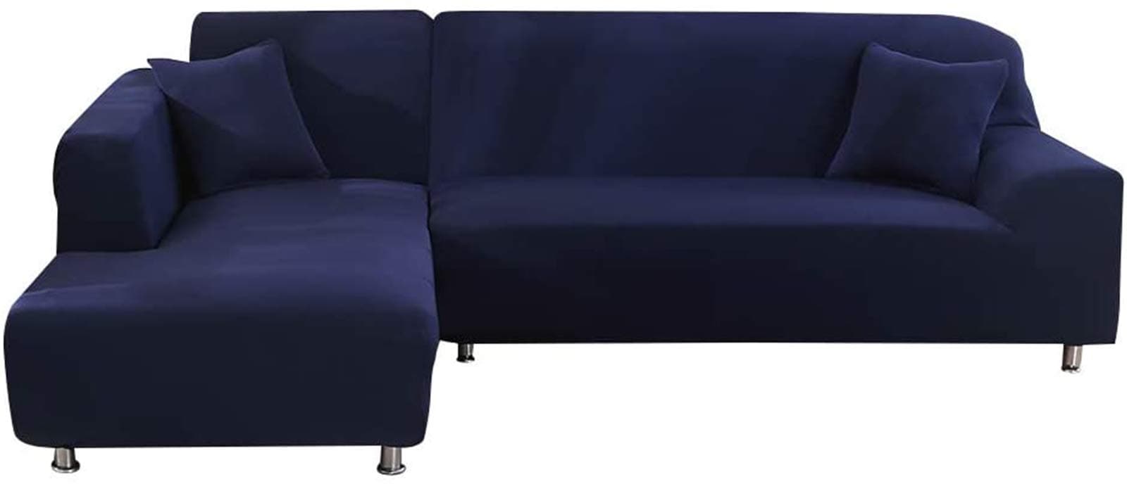 TOPCHANCES L Shape Sofa Cover ,2 Pieces L- Shaped Stretch Sectional Couch Covers with 2pcs Pillowcases ,Stretch Sofa Slipcover L-Type 3 Seats +3 Seats Sectional Sofa Cover (Dark Blue)