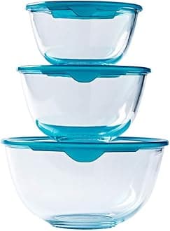 Prep & Store - Set of 3 Heavy Duty Glass Bowls with Lid (0.5L - 1L - 2L) - BPA Free