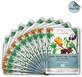 Moisturizing Gloves for Dry Hands - 15ml Safflower & Shea Butter Hydrating Hand Mask - Rejuvenate Dull & Cracked Skin - Skincare Gift Set (Pack of 10)