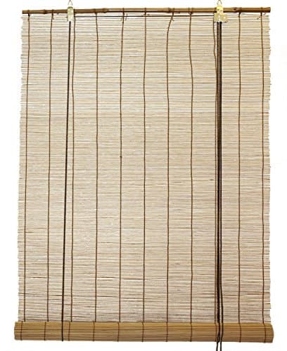 Natural Bamboo Matchstick Roll Up Window Blind 84-Inch Wide by 66-Inch Length (Light Brown)