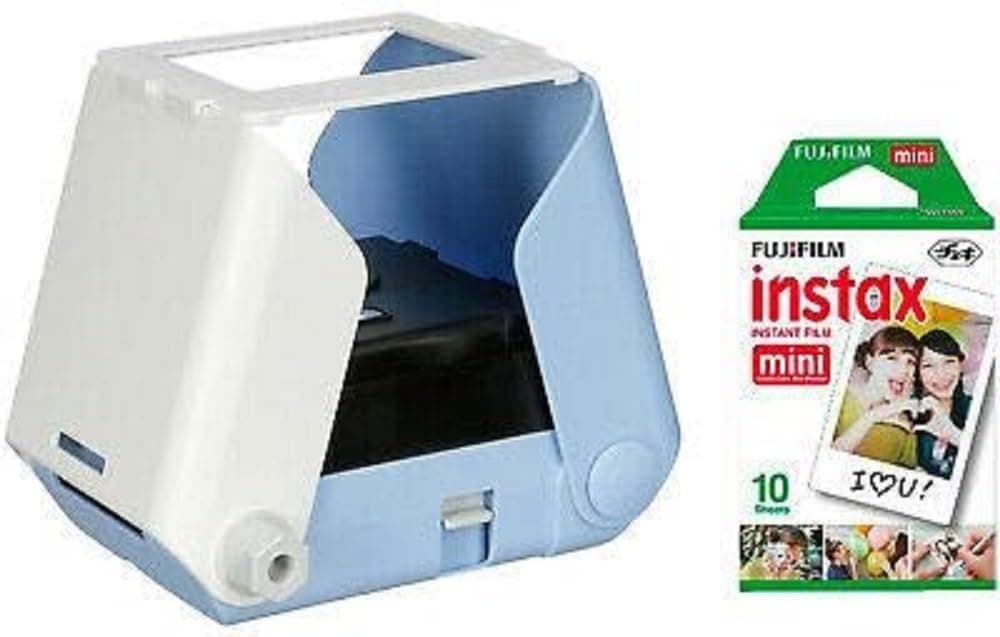 KiiPix Photo Printer Sky Blue | Smartphone Compatible Instant Photo Printer | With Fujifilm Instax Mini Starter Pack | Polaroid Pictures