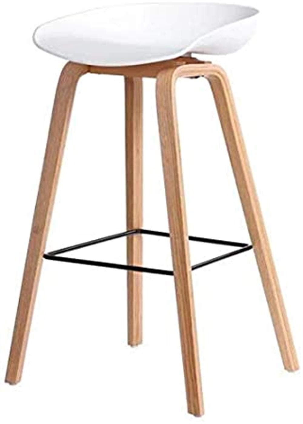LANNY Plastic Counter High Chair Modern Barstool for Bar Table Wooden Color Metal High Leg with Seat Hight 73cm (white, black, grey, red) (white)