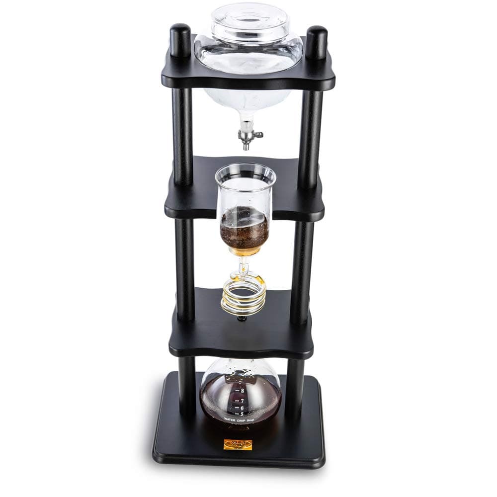 Yama Glass 6-8 Cup Cold Drip Maker Straight Black Wood
