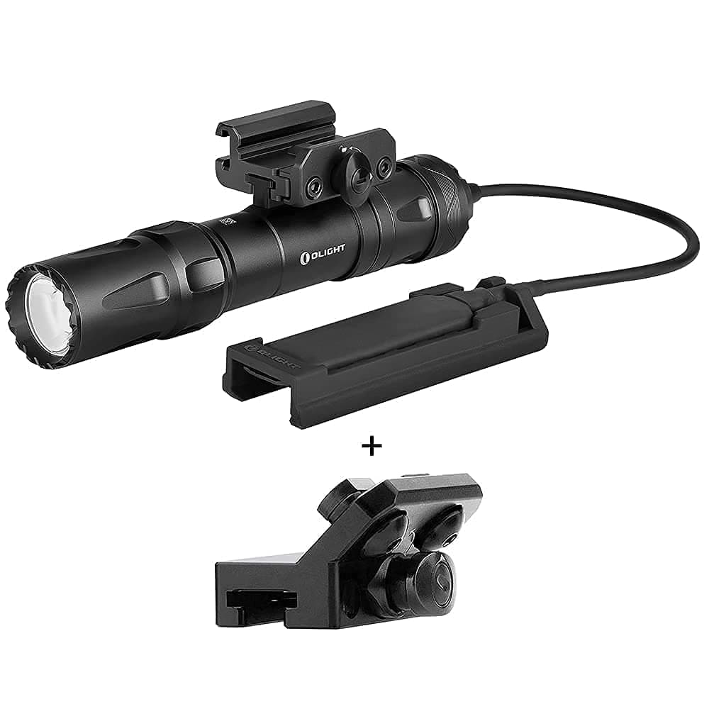 Odin 2000 Lumens Rechargeable Picatinny Rail Mounted Tactical Flashlight with Remote Pressure Switch, Bundled with MLOK Slide Rail Mount Rail Adapter for Odin Mini and Odin Light