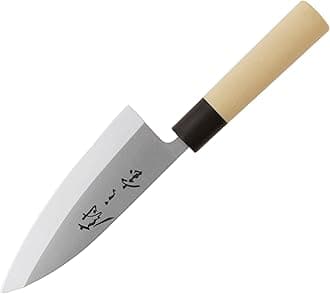 Asian Collection Left Handed Yanagi Sashimi Knife with NSF Handle 6 Inch Deba Knife Brown M24106PL