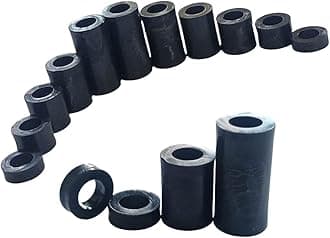 12pcs. x M6 x 20mm Black Nylon Spacers and Standoff Washers for M3, M4, M5, M6, M8 Screws, Lengths 3mm to 30mm