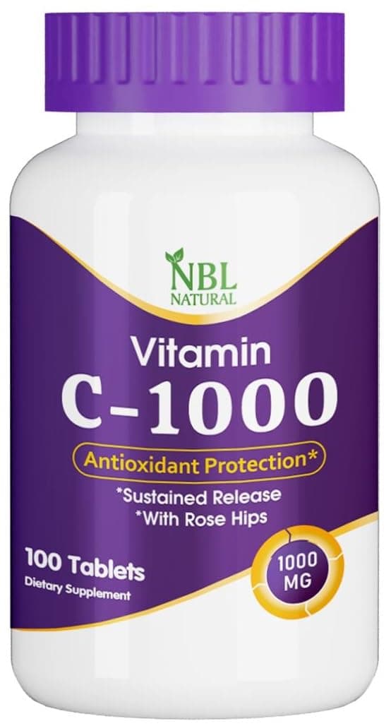 NBL Natural Vitamin C 1000mg, Continuous Release with Rose Rose, Antioxidant Protection*, 100 Tablets