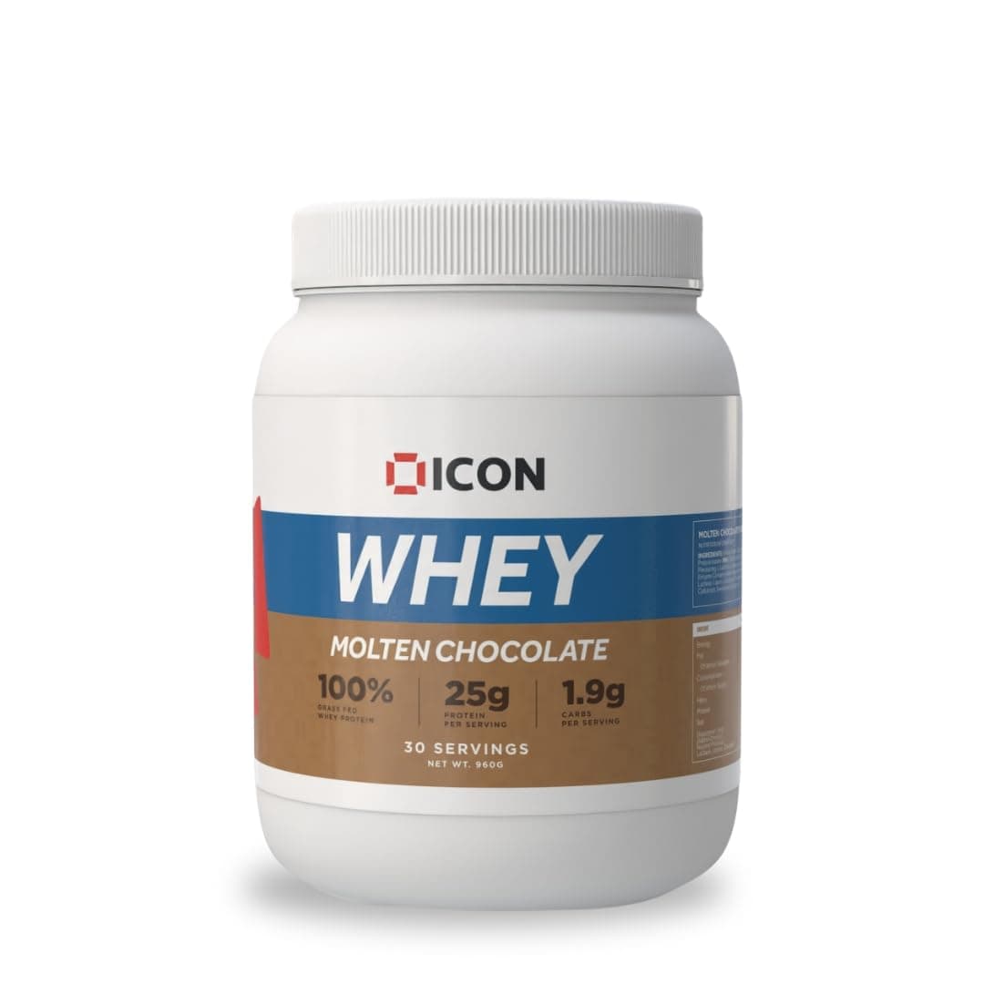 Whey Protein Powder — Molten Chocolate — High Protein, Grass Fed, Low Carbs & Fat, Complete Amino Acid Profile, Cold Shakes or Mix with Foods — 960g, 30 Servings