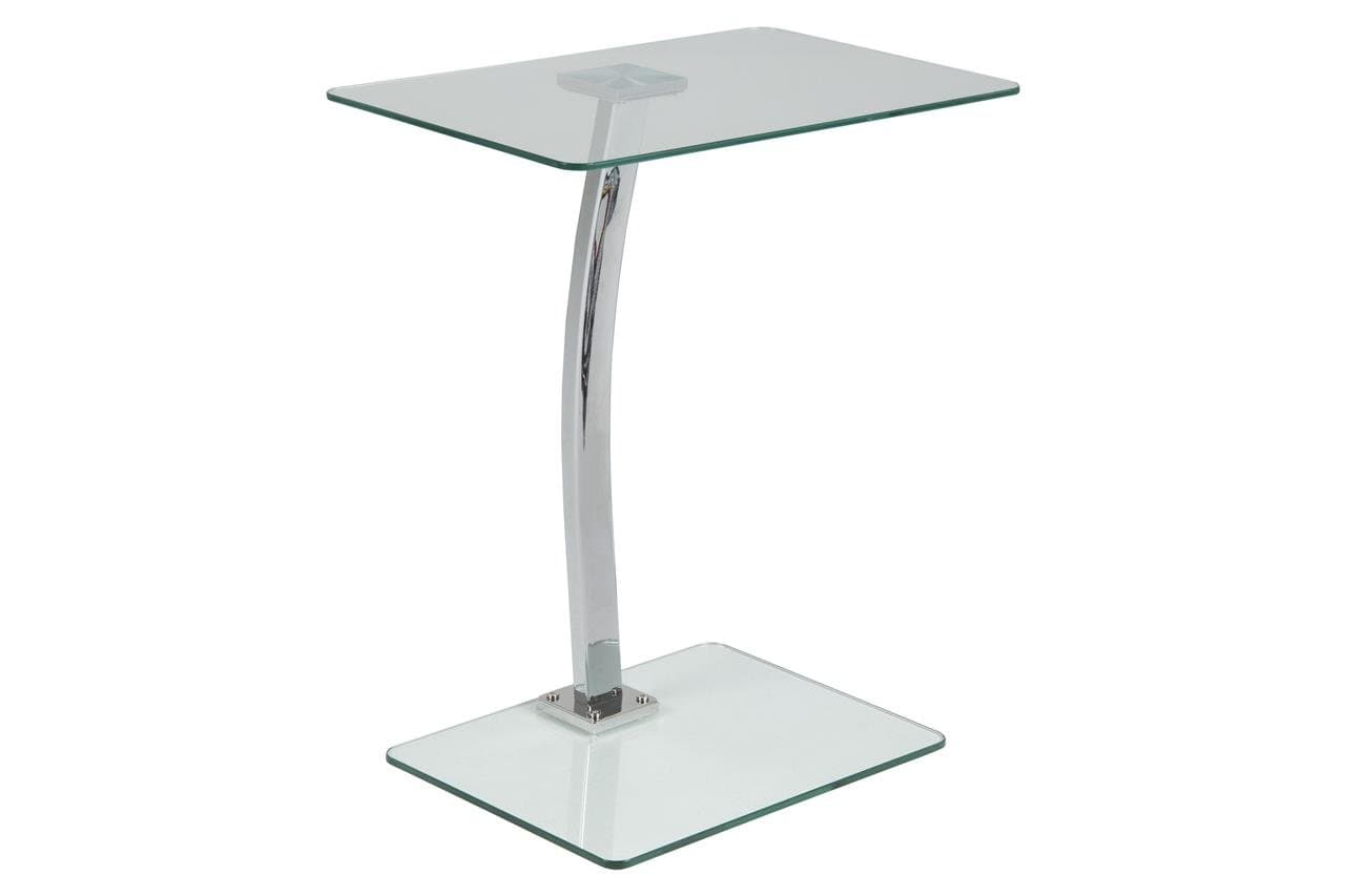 Wilfred Clear Glass Laptop Table Chrome Base, 48cm x 32cm Tabletop, Height: 58cm