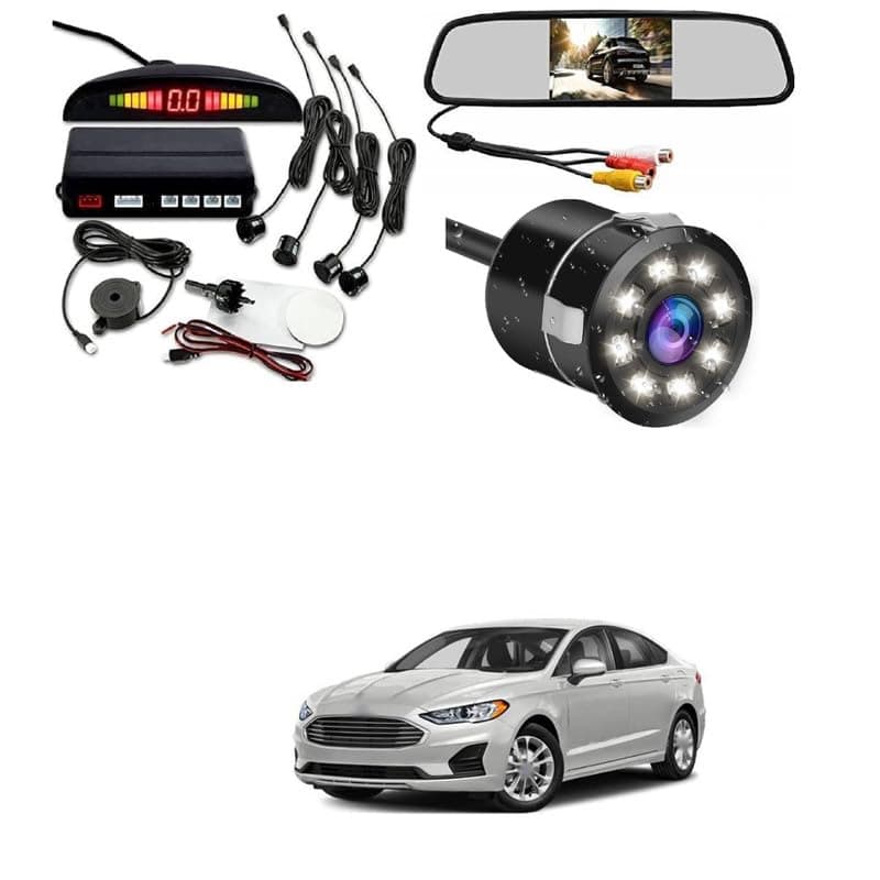 Lovmoto Universal Car Rear Parking Sensor Kit Car LED Display 4.3" TFT LCD Screen Rear View Mirror Monitor with 8 led Camera Night Vision Comfortable with Fu-sion