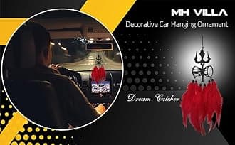 Acrylic Car Hanging Accessories Interior - Elegant Dream Catcher for Car - Charm for Auto Decor - Stylish Handmade Ornament for Rear View Mirror Decoration - Trishul, Pink