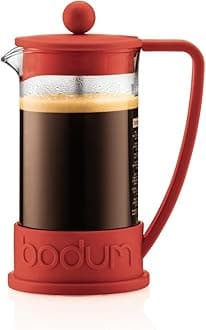 34oz Brazil French Press Coffee Maker, High-Heat Borosilicate Glass, Red - Made in Portugal