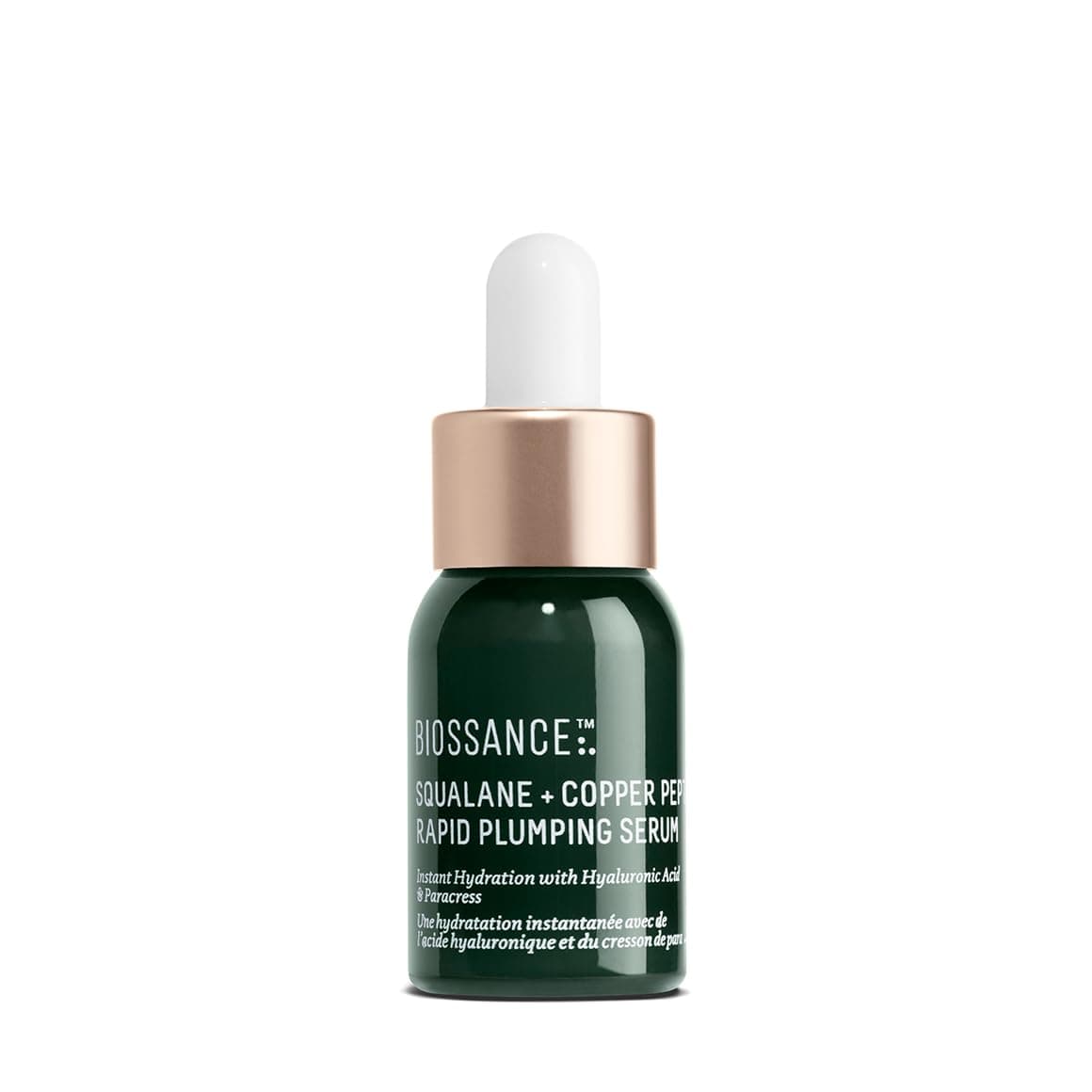 Biossance Squalane + Copper Peptide Rapid Plumping Serum - Face Serum for All Skin Types - Visibly Plumping + Firming Skin, Fine Lines + Wrinkles, Vegan Copper Peptides, Hyaluronic Acid