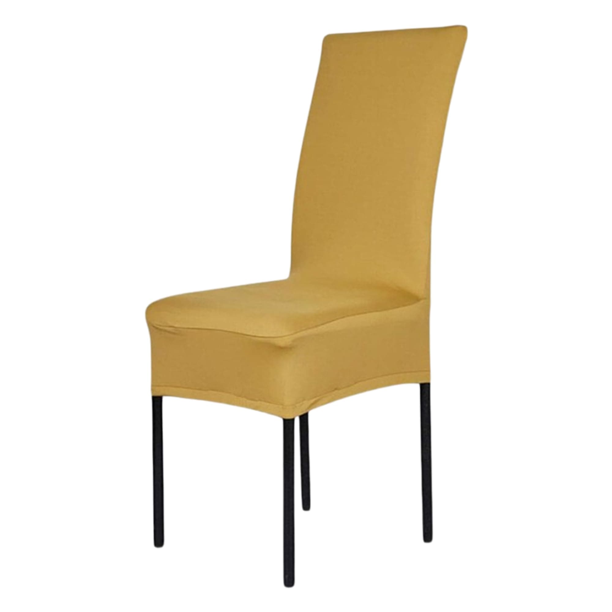 High-Back Chair Covers for Dining Room Chairs – Spandex Stretch, Universal Armless Chair Protective Slipcover, Removable & Washable for Kitchen, Wedding, Party, Banquet & Hotel, Gold, Pack of 1