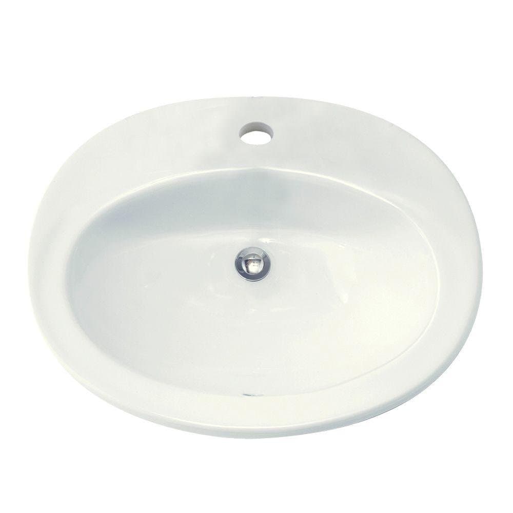American Standard 0478001.020 Piazza Drop-in Bathroom Sink with Single Faucet Hole, White