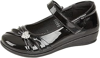 GIRLS KIDS CHILDRENS BLACK PATENT VELCRO SCHOOL FORMAL PARTY SHOES SIZE 8 - 2 (13)