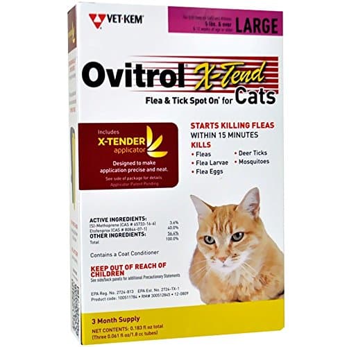 Ovitrol XTend Flea Tick Spot On for Large Cats (5 lbs and Over) 3 Month