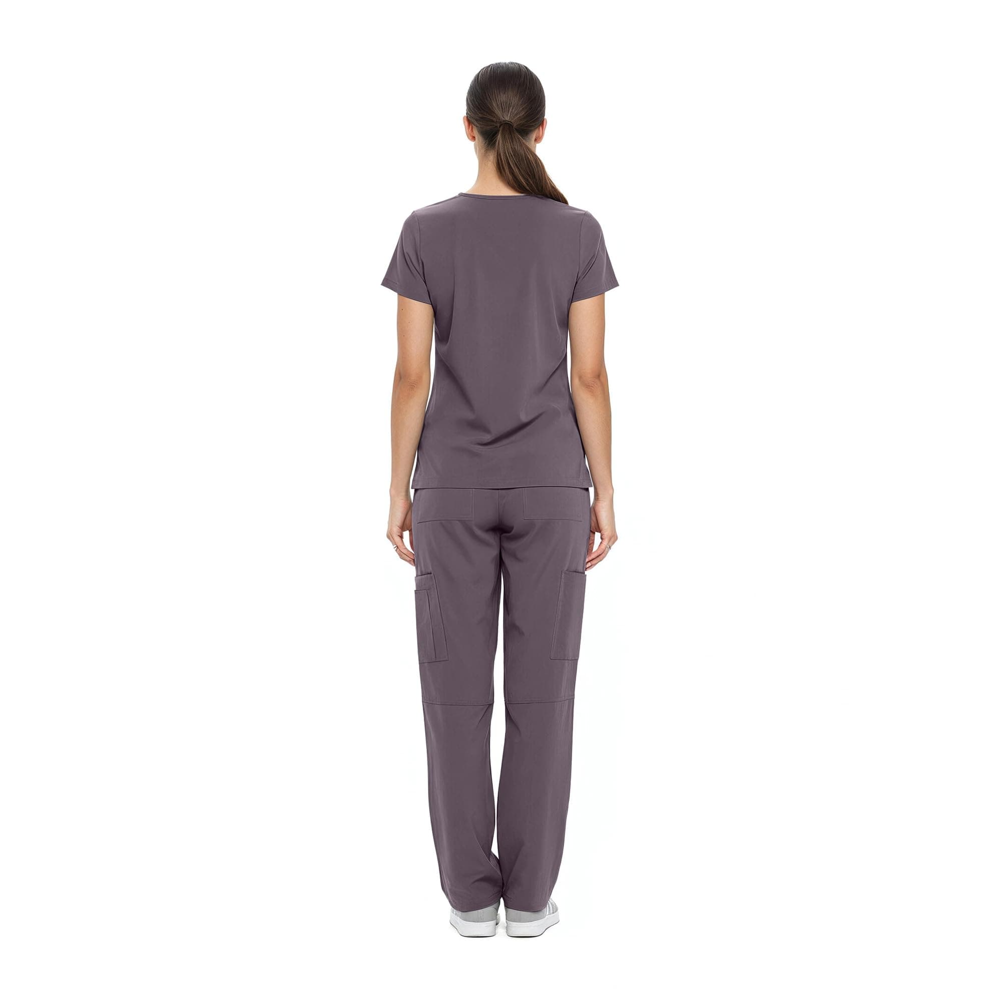 Natural Uniforms Women's Cool Stretch V-Neck Top and Cargo Pant Set 8400-9400, Charcoal, XS