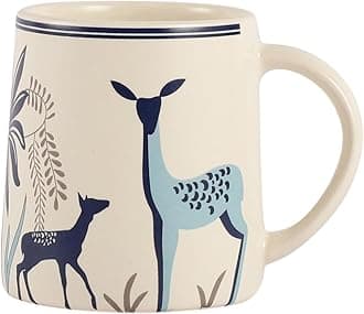 miah decor Ceramic Matte Printed Tea Coffee Mug Set of 4 Drinkware Microwave Safe Stoneware Cups for Home & Restaurant-350 ml-Cream Blue