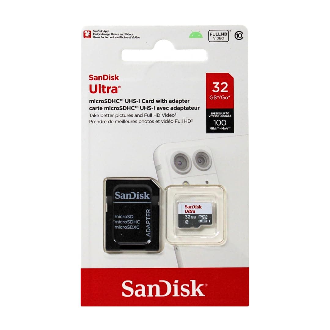 SanDisk Ultra Android 32 GB microSDHC Memory Card plus SD Adapter up to 48 MB/s, Class 10