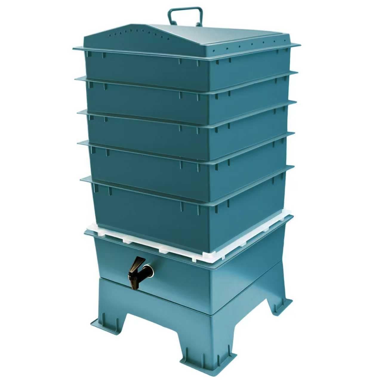 5-Tray Worm Compost Bin, Dark Green with Free Worm-Saver Tray