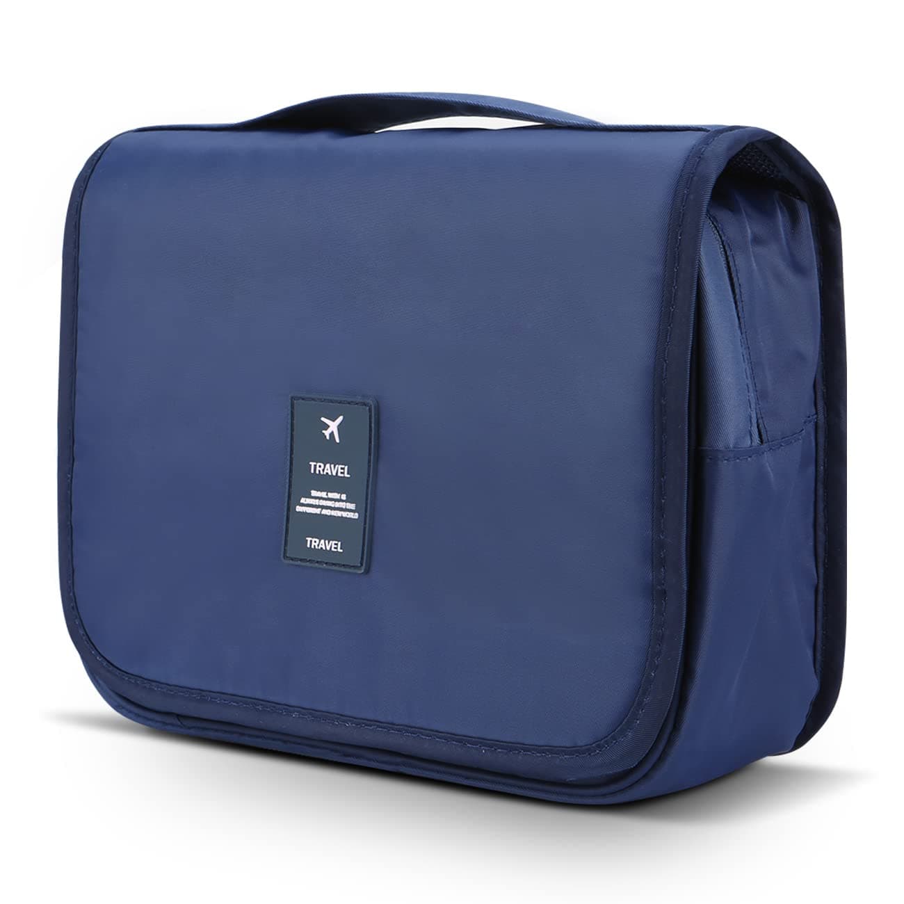 Mossio Polyester Travel Bag, Water Resistant Storage Toiletries Accessory with Mesh Pockets Dark Blue (22.9 X 20.3 X 0.3 Cms, Cosmetic Bag)