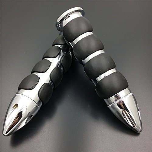 SMT-Chromed Bullet 1" Rubber Handlebar Grip Compatible With Harley Chopper Bobber Touring Sportster motorcycle [B00XM7J9XM]