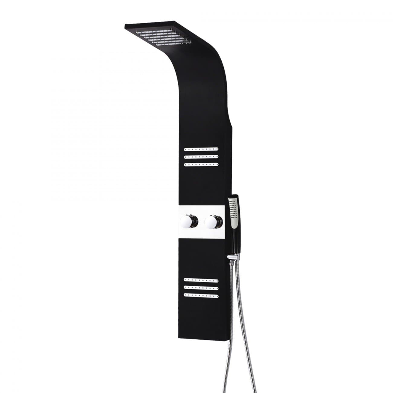 GAJO Shower Panel Rain Shower Column Jet Faucet Tower Design Bathroom Made of Aluminum Passion in Black