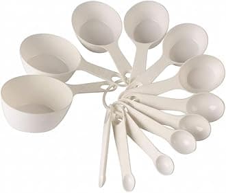 INOVERA (LABEL) Plastic 12 Piece Measuring Cups and Spoons for Kitchen Cake Baking and Cooking Teaspoon Tablespoon Spoon Accessories Tools Set (White)
