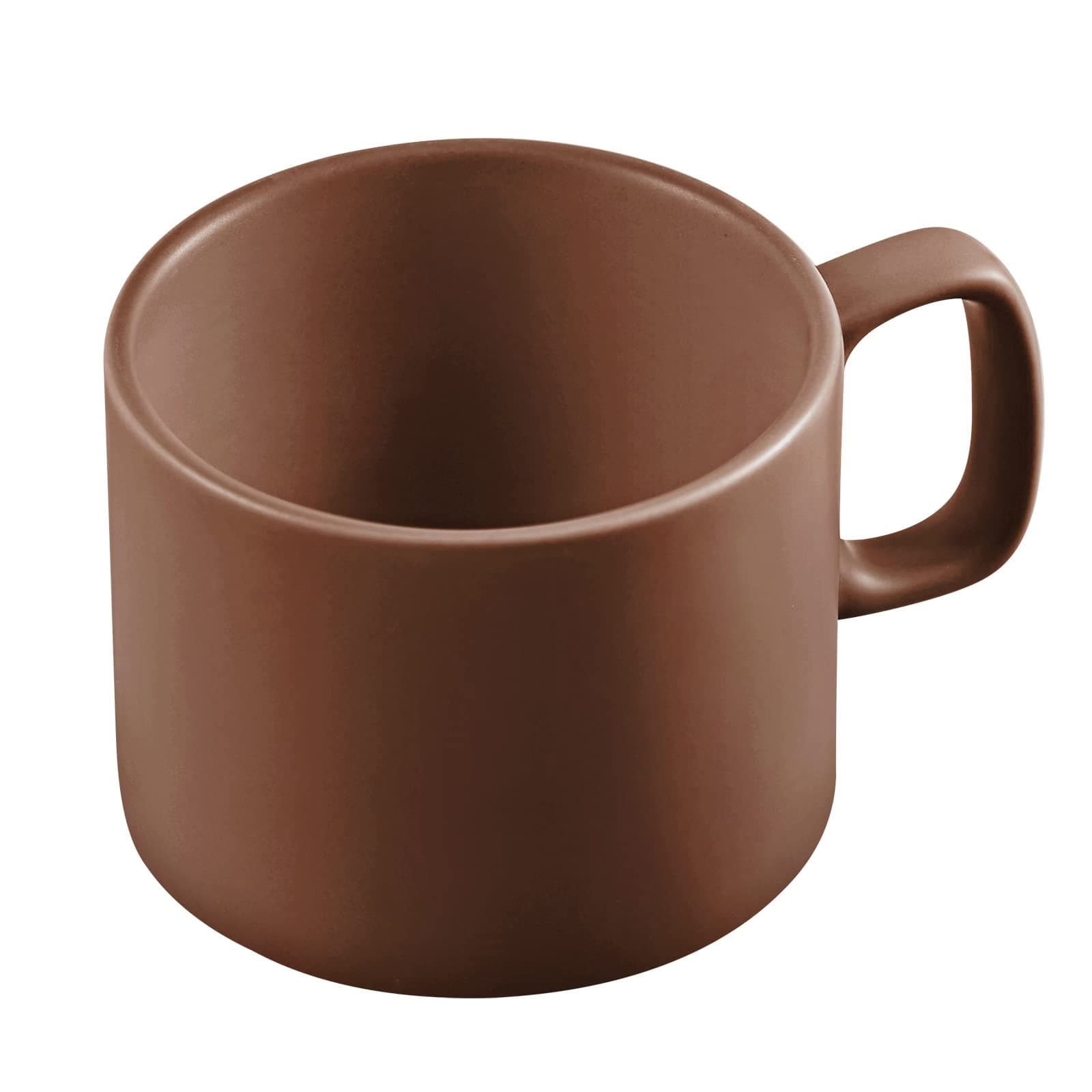VOBAGA Coffee Mug 11 oz Tea Cup with Flat-Bottom Warming Coffee Milk for Office and Home ( Brown1)