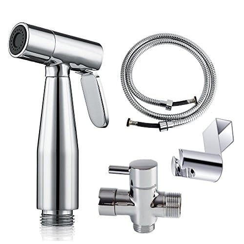Cloth Diaper Sprayer - Complete Set Premium Stainless Steel Hand Held Diaper Sprayer Kit for Toilet Attachment with T-Adapter and Explosion Free Hose