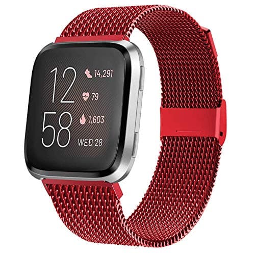 JuQBanke Bands Compatible for Fitbit Versa/Versa Lite Edition/Versa 2 Smart Watch for Women and Men,Metal Stainless Steel Replacement Wristbands for Fitbit Versa Smart Watch