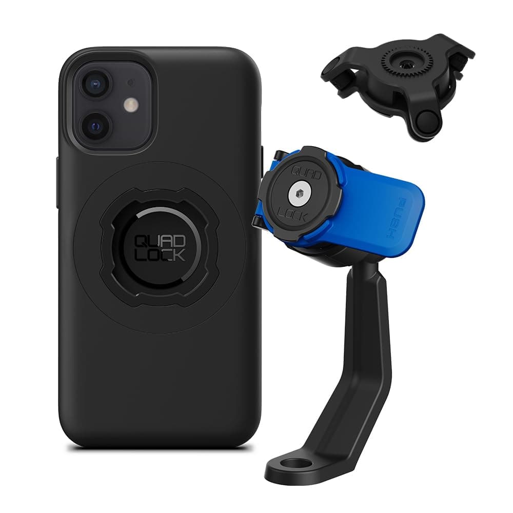 Quad Lock Mirror Stem Motorcycle Phone Mount with Vibration Dampener and MAG Phone Case for iPhone 12 Mini